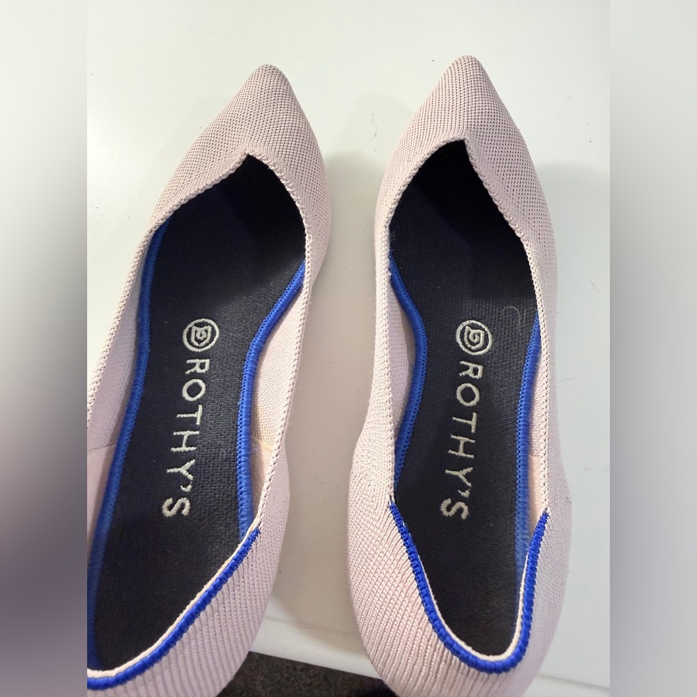 Rothy's Women's Light Pink Flats with Blue Trim